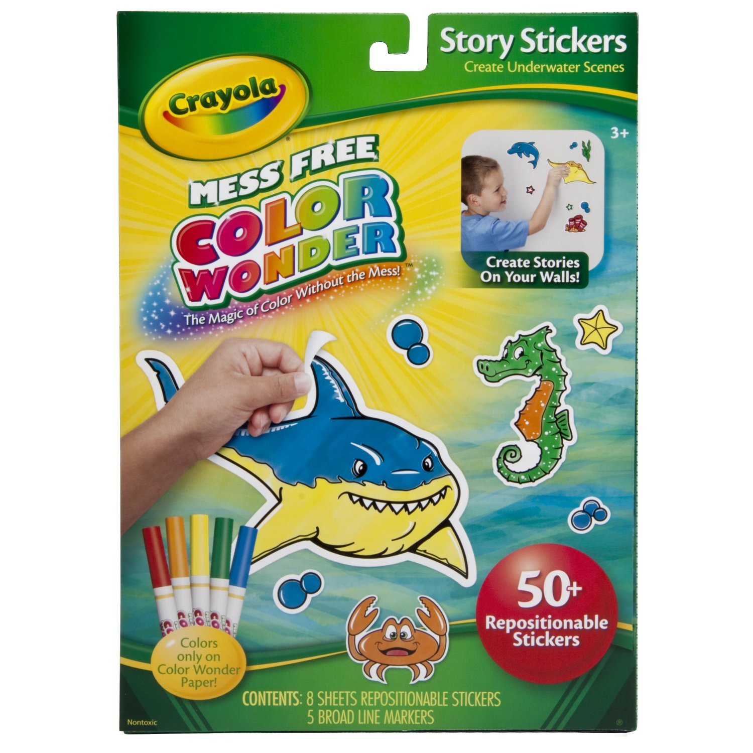 Crayola ชุดสีคัลเลอร์วันเดอร์ สติ๊กเกอร์ ลายสัตว์ใต้ทะเล
