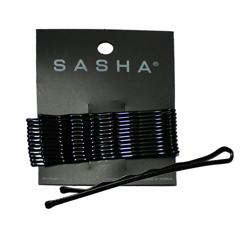 Sasha กิ๊ปดำ ติดผมแบบหยัก แผงละ 12 ชิ้น