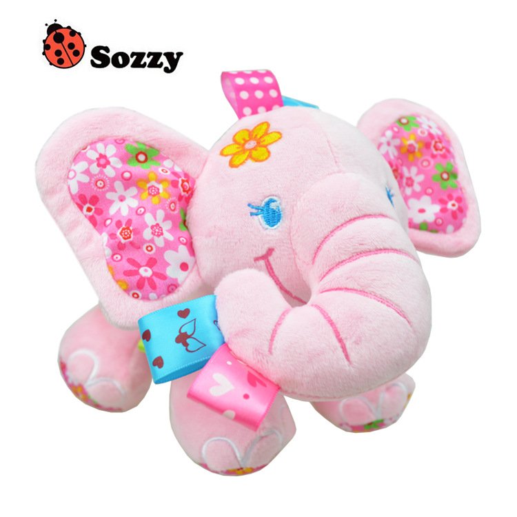 Sozzy  ตุ๊กตาผ้าช้างน้อยเสียงดนตรี ดึงหางเพื่อเล่นเสียงน่ารัก