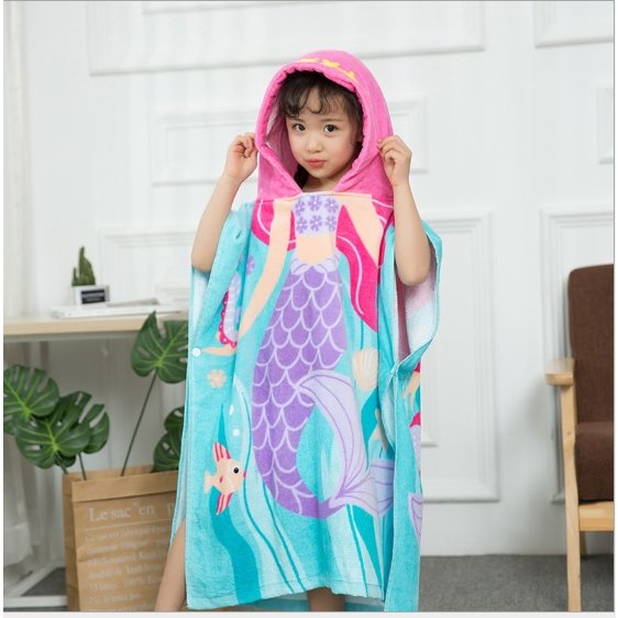 MOM2KIDS เสื้อคลุมผ้าขนหนู คลุมว่ายน้ำ สำหรับเด็กสูง 70-115 ซม.