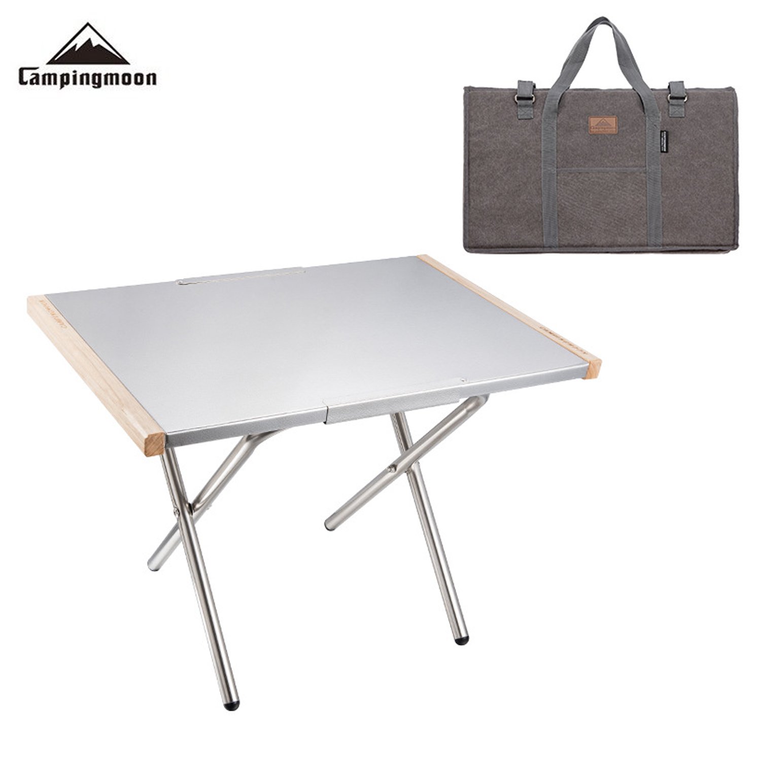 Campingmoon โต๊ะพับสแตนเลส ขอบไม้ สไตล์แคมป์ปิ้งพรีเมียม ??