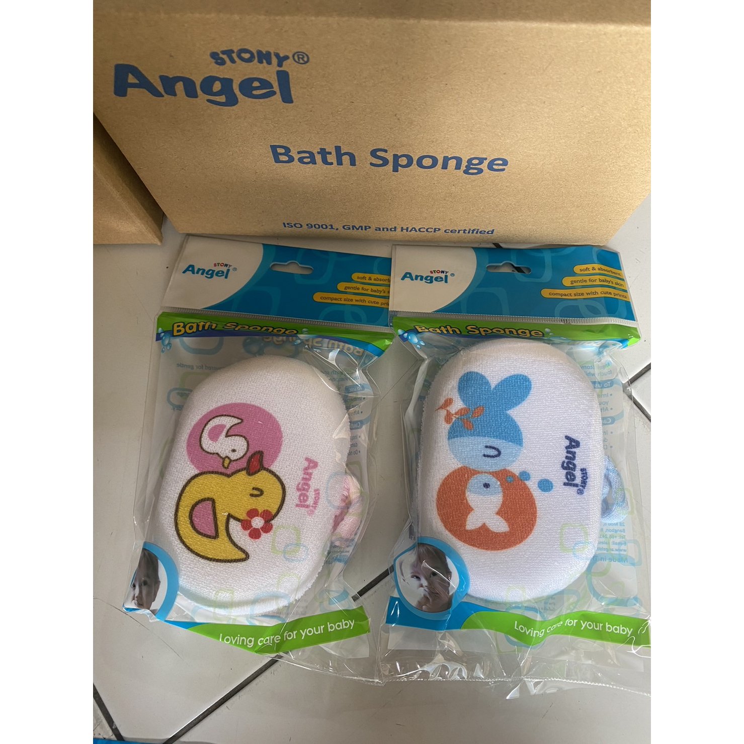 angel ฟองน้ำอาบน้ำเด็ก หุ้มผ้าขนหนู