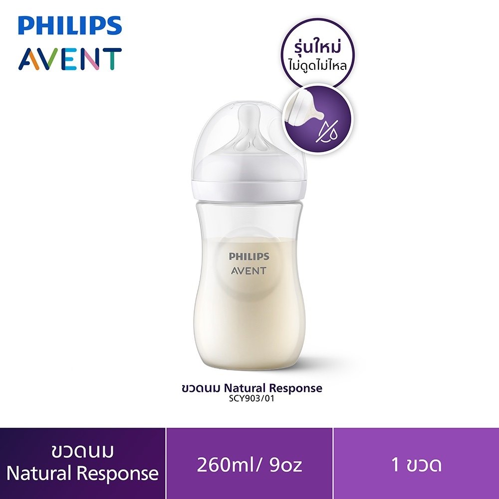 Philips AVENT ขวดนมพร้อมจุกนมซิลิโคน รุ่นเนเชอร์รัล Reponse ขนาด 9 ออนซ์