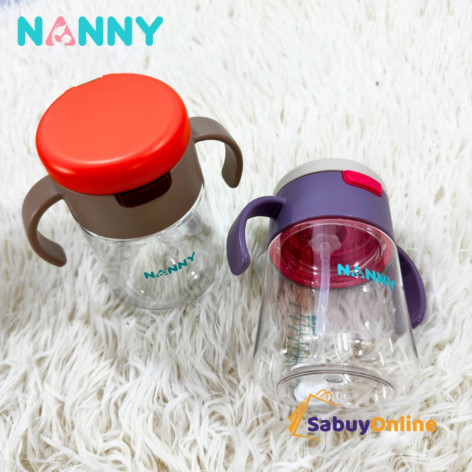 Nanny แก้วหัดดื่ม Tritan 9oz หลอดดูดพร้อมสายลูกตุ้ม 360 องศา กันสำลัก วัสดุใสแกร่งทนทาน ตกไม่แตก ปลอดภัยสำหรับเด็ก